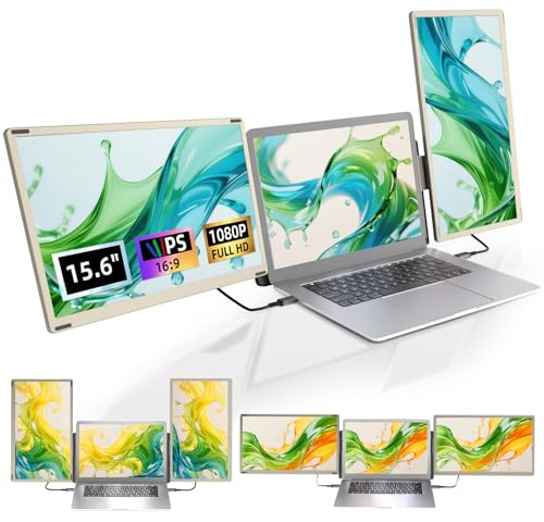 Newwin Double Ecran PC Portable 15,6 FHD 1080P IPS Multi Triple Ecran PC Portable Moniteur Portable Monitor Extension Ecran pour 13,3-17 Ordinateur Portable Compatible avec Windows Chrome