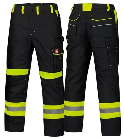 Arbeitshose Herren robuste Bundhose mit 8 Taschen Stretchbund Zollstocktasche Kniepolstertaschen Arbeitskleidung Männer für Bau Handwerk Industrie Kfz Gartenarbeit Werkstatt Berufskleidung Handwerk