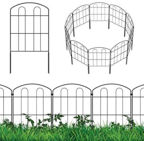 CADUKE Decorative Garden Fence 28 Pack, 24in(H) x 30ft(L) Metal Garden Fence Border, Rustproof No Dig Landscape Fence Panels, Arched Wire Flower Bed Fence, Animal Barrier for Dog Rabbit Yard Patio