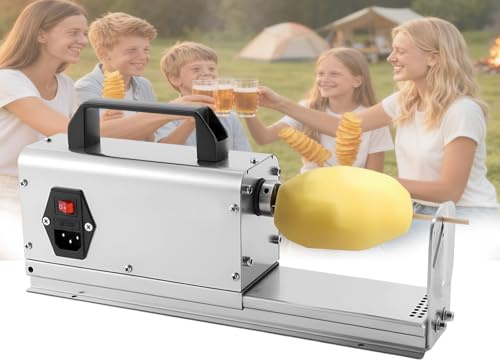 PRECISTECH Spirale per Patate, Affettatrice a Spirale in Acciaio Inox 304, Funzionamento Elettrico Con Un Solo Pulsante, Per Realizzare Facilmente Torri Di Patate