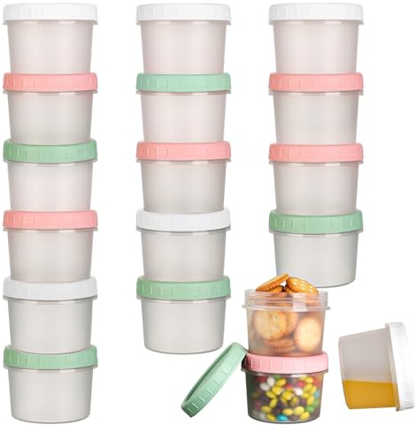 VINATO 18Pcs Contenitori per Alimenti, 200ml Contenitori Ermetici per Alimenti Piccoli, Contenitore Congelatore 200ml con Coperchi Barattolini Plastica Contenitore Ermetico per Freezer