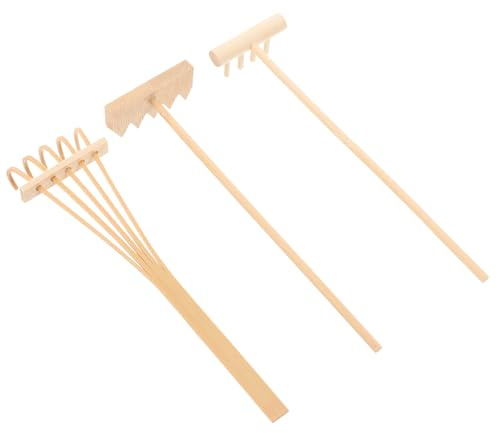 Operitacx Juego de 3 Mini Rastrillos de Bambú para Jardín Zen, sin Olor y Ecológicos, Decoración Feng Shui para Meditación y Clubes de Yoga
