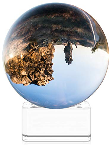 Navaris Glaskugel für Fotografie und Deko - Glaskugel Wahrsagerkugel aus K9 Glas - Hexenkugel Fotokugel mit Glasständer - Lensball für Fotografie - Crystal Ball - Ø 60mm