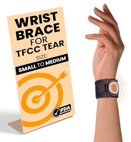 BULLSEYE TFCC Tear Wrist Brace – Adjustable Wrist Band with Silicone Ring Stabilizer for Ulnar-Sided Pain, DRUJ Instability, Tendinitis, Pinky-Side & Repetitive Injury Support – S/M (5.5-7 in)