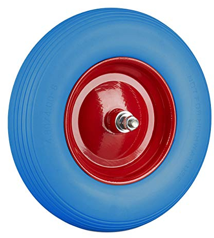 Relaxdays Ruota per Carriola Gomma Piena con Asse 4.80 4.00-8 di Ricambio, Carico Max 100 kg, Antipanne, Blu-Rosso