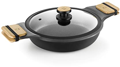 BRA Market Cacerola baja 36 cm, Aluminio Fundido con Antiadherente, sin PFOA, Apta para todo tipo de cocinas incluida Inducción
