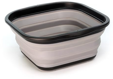 SAMMART 5,5 l zusammenklappbare Wanne – Faltbare Geschirrwanne – tragbares Waschbecken – platzsparende Kunststoff-Waschwanne (Schwarz/Legierungsgrau)
