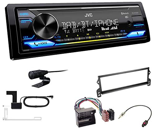 JVC KD-X472DBT 1-DIN Autoradio Bluetooth USB inkl DAB Antenne Einbauset passend für MINI Mini, Mini Cabriolet 2003-2008 schwarz