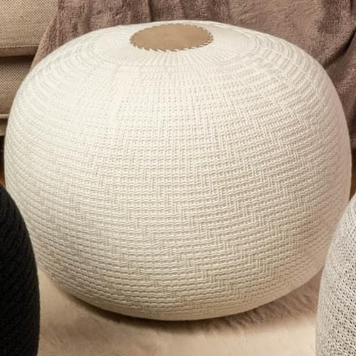English Home Pouf Rotondo Ottomano, Sgabello Grande e Leggero, Poggiapiedi Accessori per Soggiorno, Pouf Lavorato a Maglia per Poggiapiedi, Sgabello da Toeletta per la Camera da Letto di casa, 37x50 c