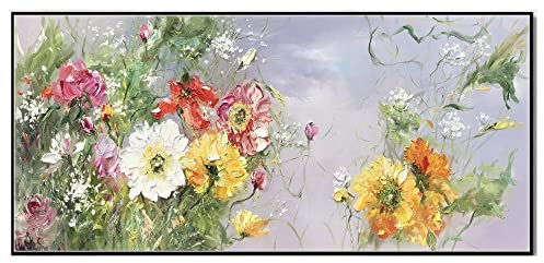 Ölbilder Auf Leinwand Handgemalt, Farbe Textur Chrysantheme Rose Blume Blätter Landschaft Moderne Abstrakte Kunstwerk Rahmenlose Handölgemälde Auf Leinwand Wandkunst Für Wohnzimmer Schlafzimme
