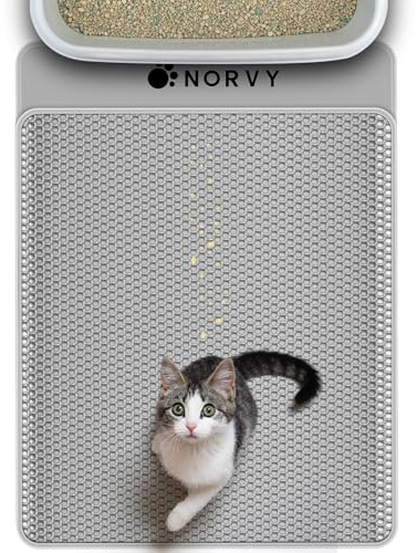 Norvy Tappetino Lettiera Gatto 75 X 55cm Grande Tappeto Lettiera EVA Doppio Strato a Nido d'Ape Tappetino da Toilette per Gatti Impermeabile Facile da Pulire