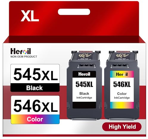 Heroil Cartucce per Canon 545 546 Cartuccia per canon 545 Nero per Canon 545 546 XL Multipack Compatibile per Pixma TS3350 MG2550s TR4550 MX495 TS3150 TR4500 TS3351 TS3300 TR4600 TS3100 TS3151 TR4651
