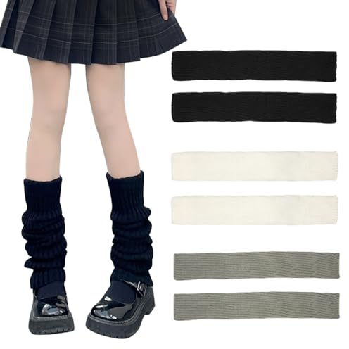 EUPSIIU 3 Paar Bein Stulpen Damen, Beinstulpen Gestrickt Winter Beinwärmer, Legwarmers Beinwärmer Stiefel Socken Strümpfe Overknees Stricken Beinstulpen für Zuhause Sport Ballett Fitness