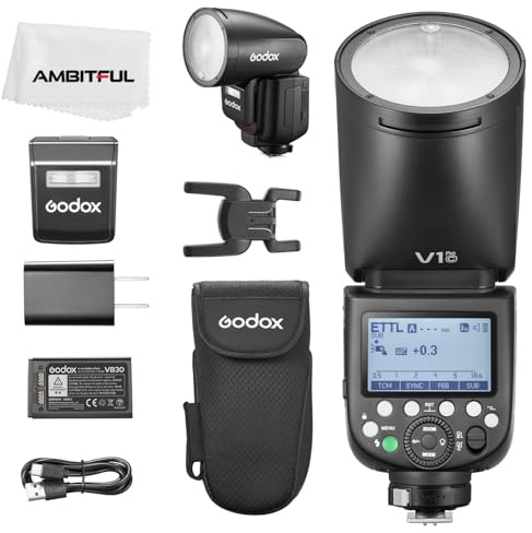 Godox V1Pro C Rundkopf-Kamerablitz, 2,4 G X, kabellos, HSS 76 W, E-TTL, Li-Ion, Rundkopf-Kamera, Speedlight mit externem Blitz, SU-1 für Canon