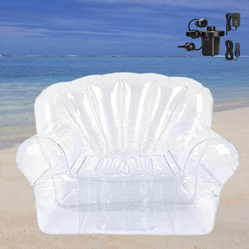 WYEIAHS Transparente Aufblasbare Couch Hält 220 Pfund Aufblasbare Couch,Tragbar Camping Sofa Aufblasbar für Strand/Büro/im Freien/Reisen/Camping/Picknick/Schwimmbad (Transparent)
