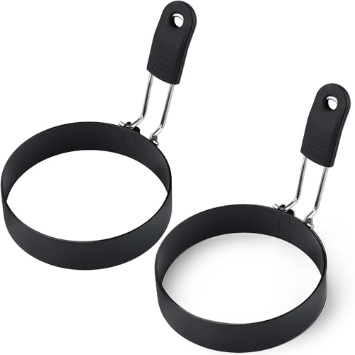 Eierringe Edelstahl 3,5 Zoll für Omelett Runde Omelettform Eierform Spiegeleierformen für die Pfanne (Schwarz)