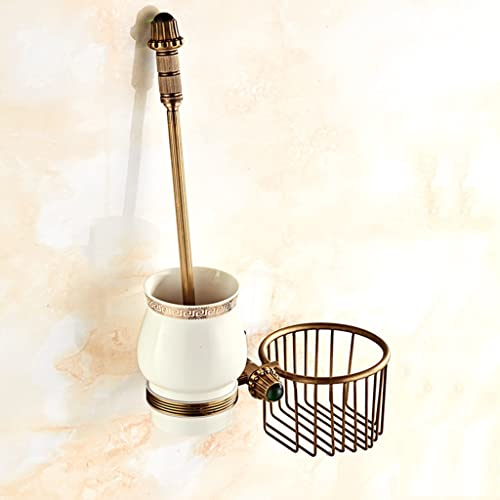 Generisch Antiker Badetuchhalter aus Kupfer, hochwertiges Badezimmer-Hardware-Set, Retro-Toilettenpapierhalter, Kleiderhaken, Toilettenbürste im Badezimmer (Farbe: Geschnitzte Armlehne). Mod