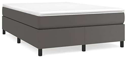 ZQQLVOO Bed Frame Lattenrost Palettenbett Bodenbett Boxspringbett Grau 140x190 cm Kunstleder