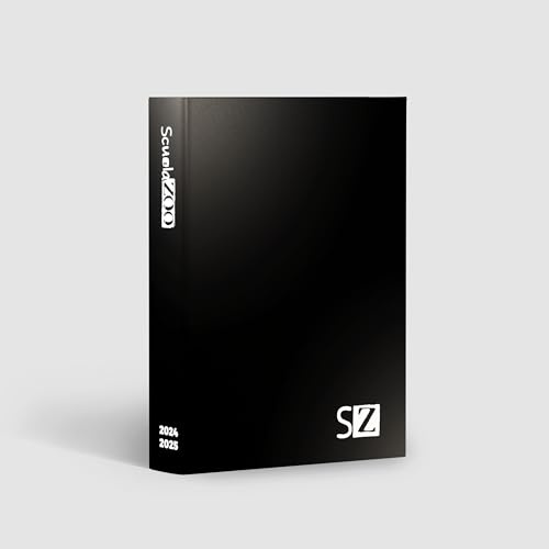 ScuolaZoo Schülerkalender 2024-2025 mit Memes und Aufklebern, erhältlich mit 6 Deckblättern und 2 Größen (Total Black, 11 x 15 cm)