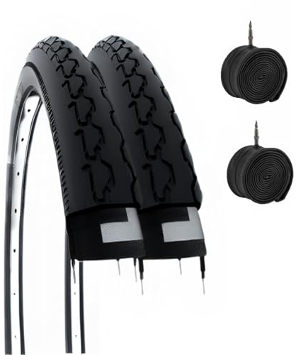 2 neumáticos 24 x 1 3/8 (37-540) + cámaras de Aire neumáticos Negros para Cochecito/Silla de Ruedas de 24 Pulgadas