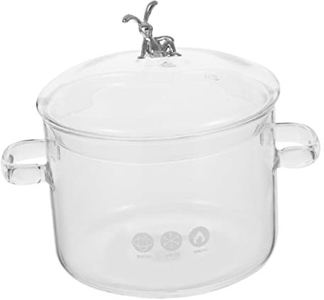 OFFSCH Glass Cooking Pot with Lid 1500ml Heat Resistant Borosilicate Double Handle Stew Pot for Household Soup and Milk Cooking Kitchen Stockpot