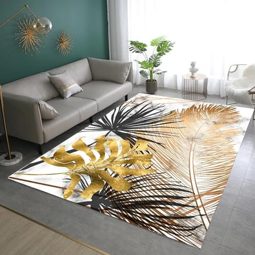 Tapis De Salon, Planter des Feuilles De Bananier 3D, Tapis Antidérapant Moderne, Chambre À Coucher, Bureau, Salon, Tapis Art Déco 80 X 160 Cm - Nettoyage Facile ，Polyester, avec Suppo -75573610330096