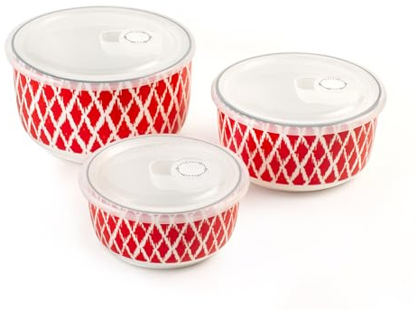 Officine Standard 8841100 Set di contenitori per Alimenti, Vetro, Rosso