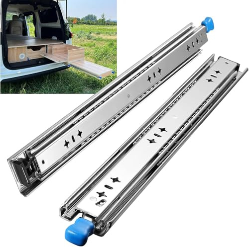 Guias Correderas Para Cajones Con Freno 700mm Extensión Completa Para Trabajo Pesado Rieles Para Cajones 120 KG Capacidad Carga con cerradura 1 par (2 piezas)