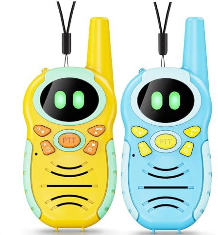 FIVAVA Walkie Talkie Bambini,Walkie Talkie Ricaricabile con Schermo LCD e Lanterna,Lungo Raggio di 3-5 km,Apparecchio di Comunicazione per Camping,Escursioni ed Avventure(3-12 Anni)