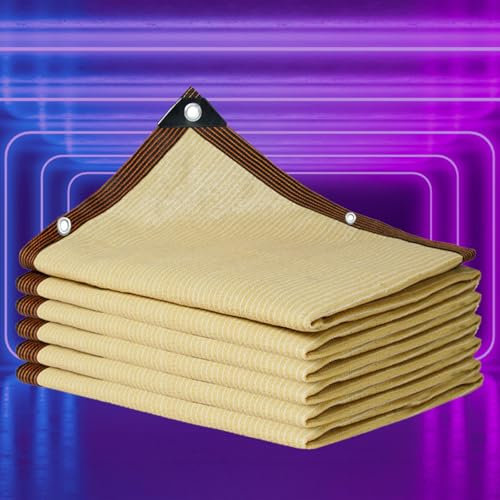 KSQP Telo Ombreggiante 5x5 Impermeabile Crema Rete Ombreggiante occhiellato Reti Ombreggianti da Giardino Tenda A Vela Protezione UV 95% Telo Parasole All'Aperto Giardino Patio,beige-2x5m