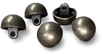 Mässingsfärger, välvda små metallknappar, halvkula med ögla 12 mm (10 stycken)