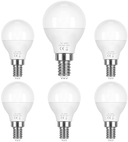 Queeplo E14 LED Warmweiss Glühbirne, 7W 540 Lumen 3000K Lampe, G45/P45 Energieeffizient Globus Leuchtmittel, 200°Abstrahlwinkel entspricht 60 Watt Glühlampe, Nicht Dimmbar, 6er-Pack