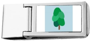Porte-monnaie fin en acier inoxydable avec pince à billets Motif arbre vert dégradé