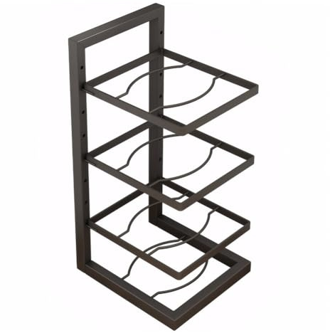 WMFASBAG Pots and Pans Organizer Adjustable Layer Height Pots Storage Rack 4 Layer Metal Pots Pans Holder for Dutch Oven Cast-iron Pan