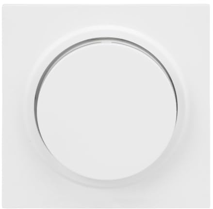 Busch-Jaeger Busch-art linear Dimmer-Abdeckplatte, Studioweiß | mit Glimmlampe, Unterputz Schraub- und Krallenbefestigung, IP20, 69,5 x 69,5 mm, 6540-44G-102
