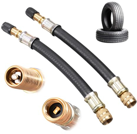 YAZWUR 2 PCS Rallonges Flexibles de Valve de Pneu, Prolongateurs de Valve avec Bouchon de Valve, Adaptateur de Valve Universel, Extension de Valve pour Voiture, Scooter, Vélo (100mm)