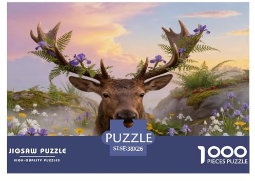 Puzzle Élan 1000 Pièces pour Adultes Et Enfants, Antistress, Développe La Concentration, Puzzles Bouquet Fleurs Sauvages, Décoration Intérieure, Cadeau Anniversaire 38x26cm/1000pcs