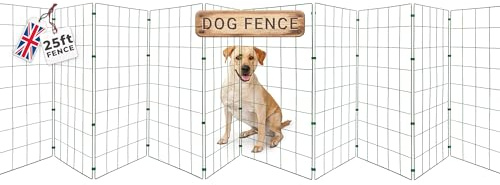 Conka Pets – Outdoor Dog Fence – Wire Garden Barrier for All Sized Dogs – 1 Metre High – 10cmx12cm Mesh Stops Dogs from Jumping - Portable, Strong, Durable and Foldable - Covers 25ft/7.6 Metre Gap