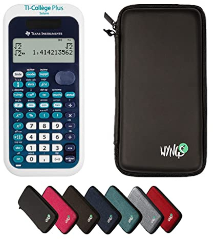TI-Collège Plus Solaire avec Housse de Protection WYNGS incluse Noir - Calculatrice Scientifique - Pack de Base
