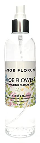100% Natural SPRAY FLORAL HIDRATANTE con ALOE VERA, NARANJA, GERANIO, ROSA & LAVANDA - 250ml de AMOR FLORUM. Hidratante, Aromático, Tónico, Primer, Refrescante, Calmante. Ideal para Pieles Sensibles.