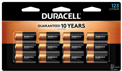 Duracell CR123A 3V Lithium Battery, 12 Count (Pack of 1), 3 Volt High Power for Home Safety, Security Devices, Flashlights, Smoke Alarms, Home Automation
