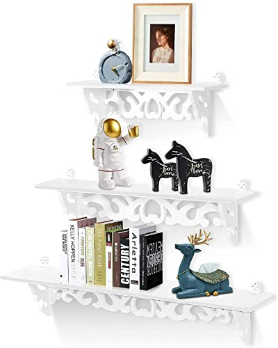 Dioche 3er-Set Schweberegal Wandregal Holz - Floating Wall Regale mit Vintage Dekoregal und Bücherregal Lagerregal