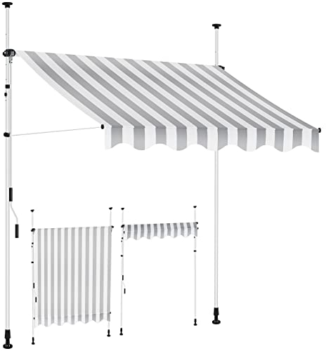 KESSER® Tenda da Sole a Morsetto con manovella per Balcone, Tenda da Sole per Balcone, Regolabile in Altezza, Idrorepellente, Protezione Solare, Copertura per terrazze, Bianco - Grigio, 350cm
