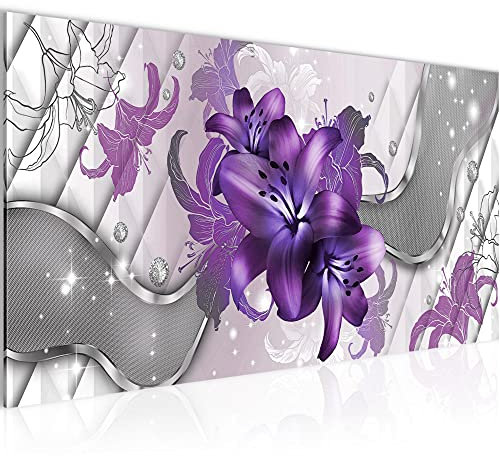Runa Art Quadri Moderni Fiori Gigli Tela Non Tessuta Soggiorno Corridoio Astratto Viola 016512c