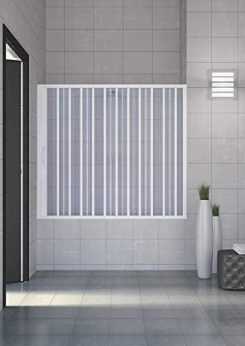 Easy Kit - Sopravasca Box vasca con una anta a soffietto, Larghezza 160 cm, altezza 150 cm, in PVC, bianca, apertura laterale