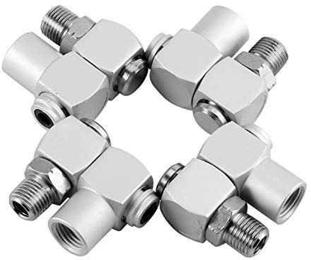 Haofy Swivel Air Fitting Air Tool Swivel Fitting, 4 Stück/Set 1/4 Aluminium 360 Grad Drehbarer Luftschlauchanschluss Industrie Swivel Tragbarer Druckluftwerkzeugadapter