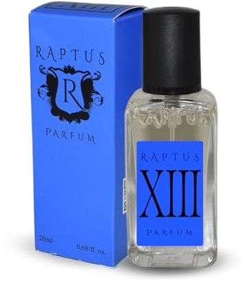 RAPTUS XIII Parfum 20 ml – Profumo Uomo Fresco e Aromatico | Note Agrumate e Legnose con Bergamotto e Ambroxan | Scatola Blu Elegante – Formato Pocket 20 ml