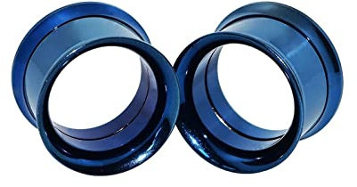Lieson Flesh Tunnel Plug, 2 Stück Flesh Tunnel Edelstahl Set Blau Creolen 10mm Flesh Tunnel Blau