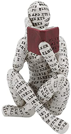 Reading Woman Figure, Bookworm Sculpture Figure Ornament Figure Sculpture Sculpted Hand Painted Figure Personalized Desktop Decorative Crafts Bookshelf Ornaments for Home (A)