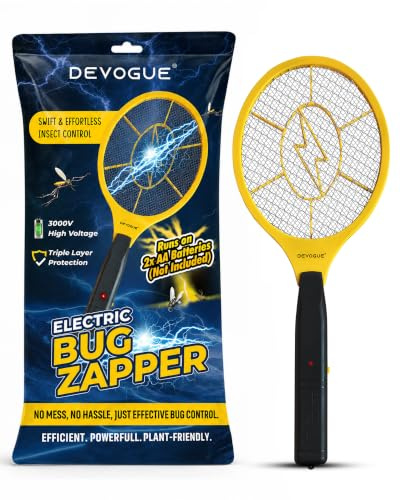 DEVOGUE Matamoscas eléctrico matamoscas Funciona con Pilas, para Interior y Exterior, Control de plagas, Mosquitos e Insectos